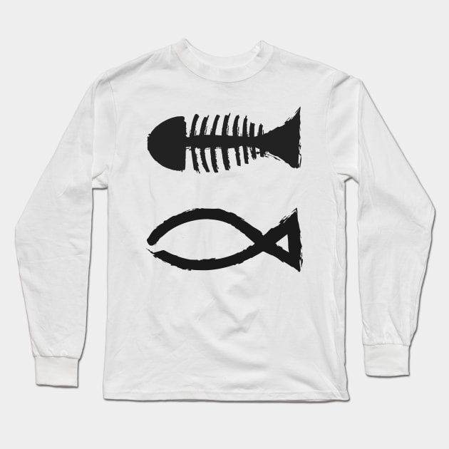 fish bone japan art Long Sleeve T-Shirt by asepsarifudin09